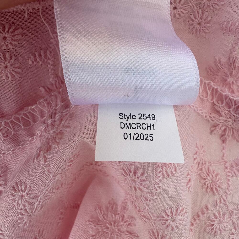 Aeropostale Eyelet Tie Front Flyaway Tank Top Shirt Lg Pink Lace Floral Coquette - Picture 7 of 10